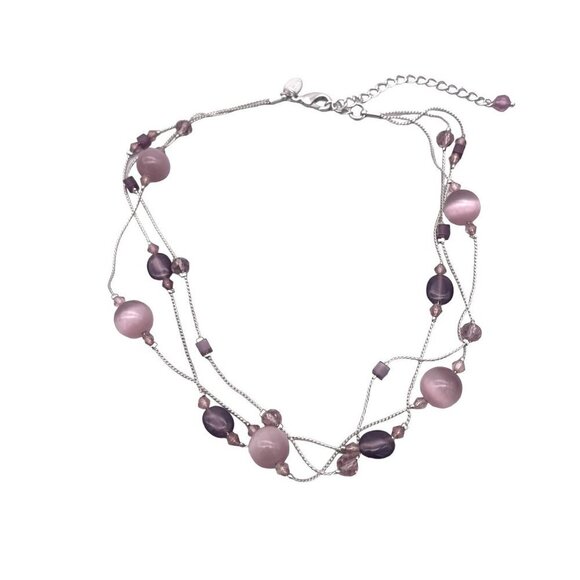 Lia Sophia Multi Strand Cats Eye Stone Choker Necklace 16 to 19 Inches - Picture 1 of 4